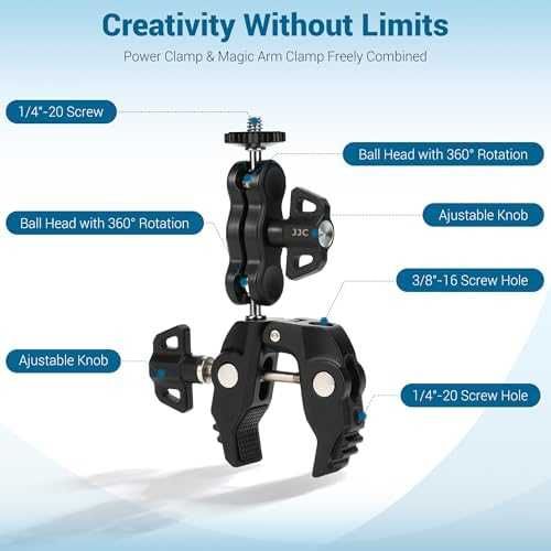 Щипка JJC с magic arm за телефон, камера и екшън камера GoPro Insta360