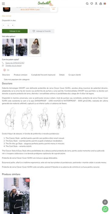 Protecție de iarnă Manduca Clever Cover ISARA