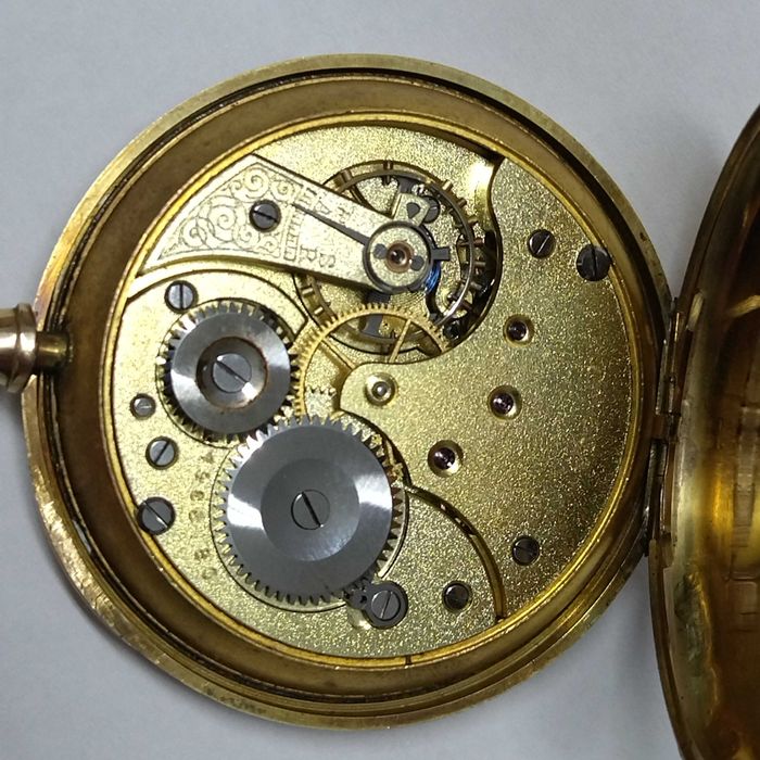 Ω OMEGA джобен, златен 14к, с кутия, идеален - колекционерски