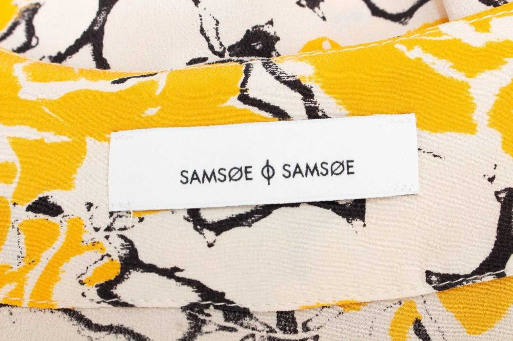 SAMSOE SAMSOE дамска копринена блуза жълта флорална М