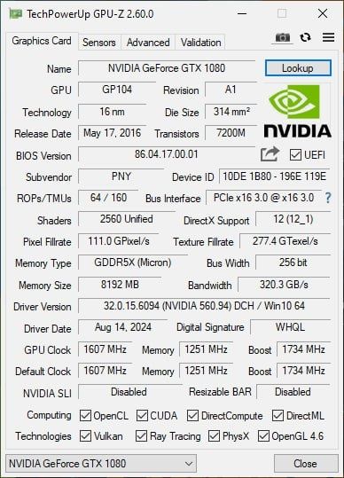 PNY Gtx 1080  8gb