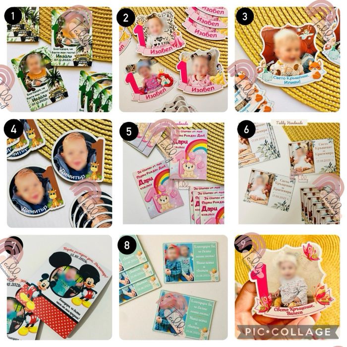 Магнити със снимка, подаръци за гости, магнит за кръщене, магнитчета