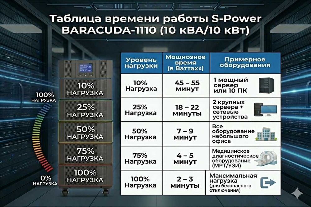 Onlayn UPS Spower BARACUDA-1110, 10 kVA / 10 kVt, 1-Faza (Turkiya)
