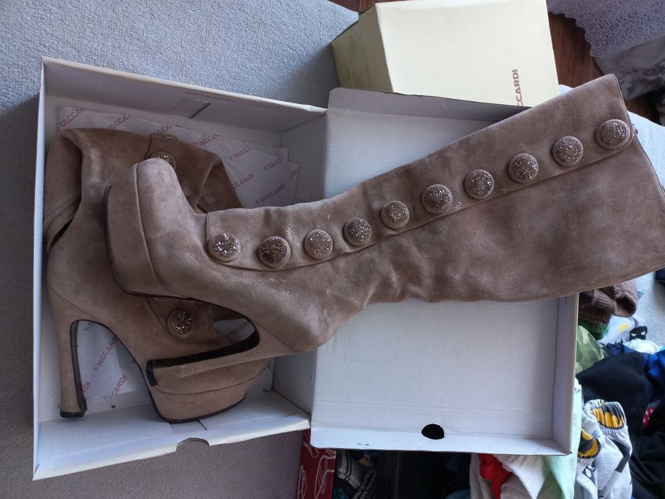 Осенние сапоги замшевые