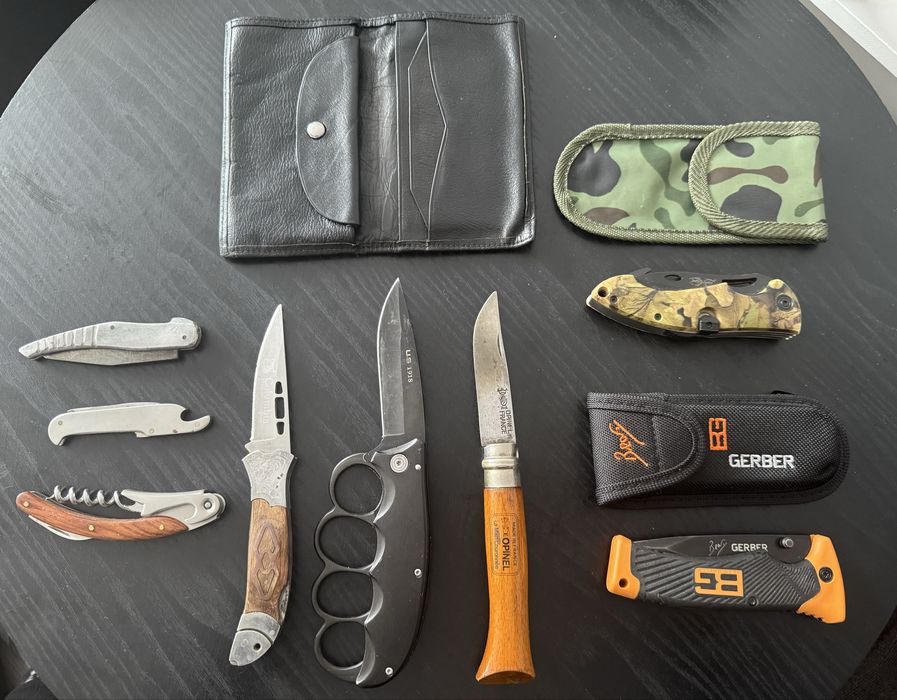 Лот ловни ножове и Opinel, Gerber Bear Grylls + подарък кожен портфейл