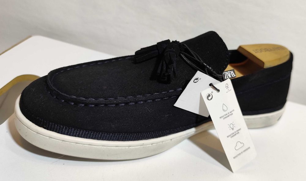 Pantofi sport casual 42 mocasini slip on ZARA NOI piele naturala moale
