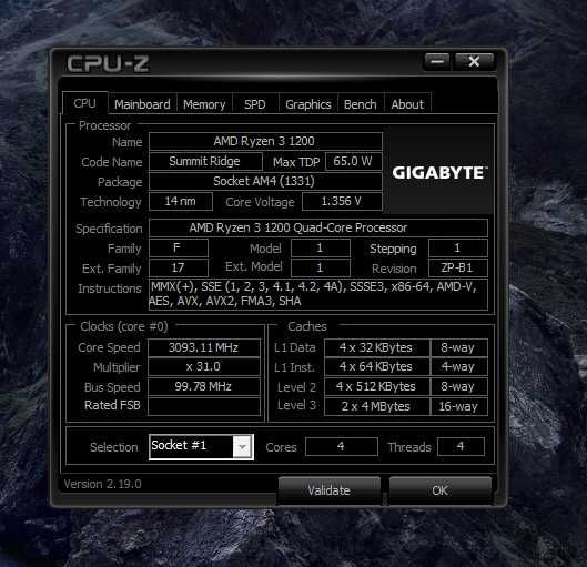 Kit Ryzen 3 1200 + GIGABYTE A320M + Cooler stock