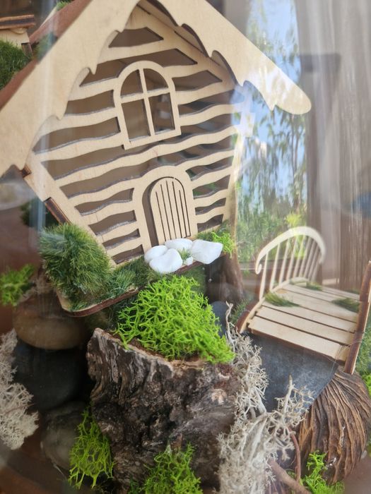 Терариум с истински мъх и къщичка