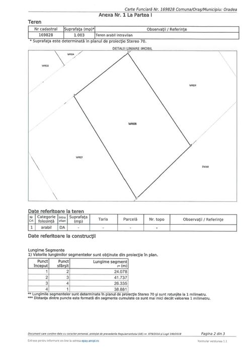 Vand Teren 1.000 m² Podgoria str. Facliei