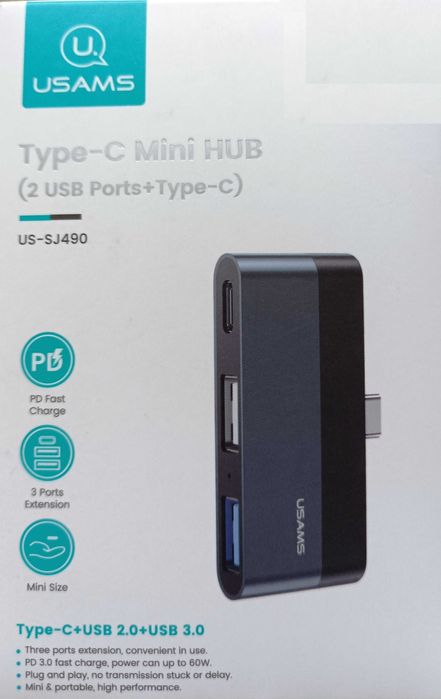 Хъб преходник USAMS US-SJ490 USB 2.0/USB 3.0/USB-C