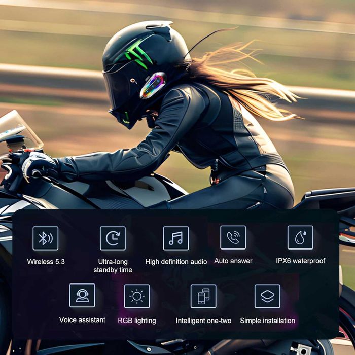 Слушалки за мотоциклетна каска VCOROS VR2 с 16-цветни RGB светлини