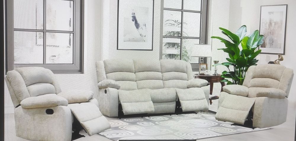 Set canapea cu 2 fotolii, sistem recliner