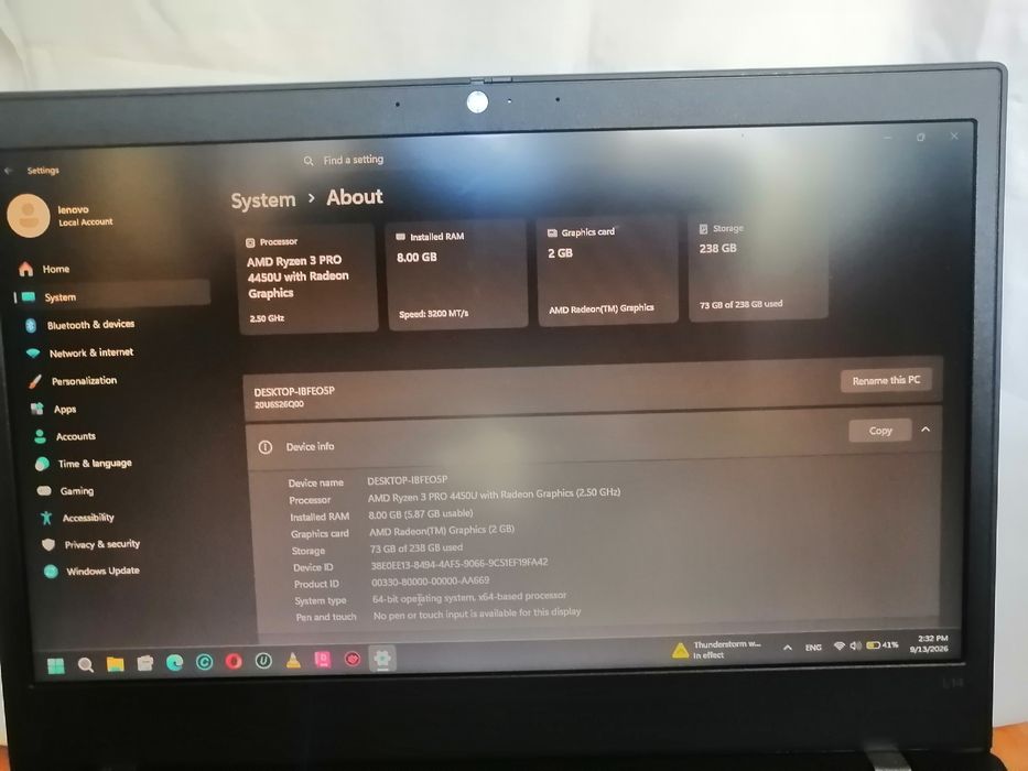 Lenovo ThinkPad L14 G1 | Ryzen 3 PRO 4450U / 8GB / 256GB SSD