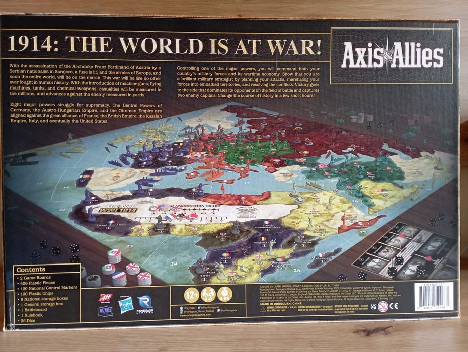 Vând Axis Allies 1914, impecabil, complet cu reguli traduse în română