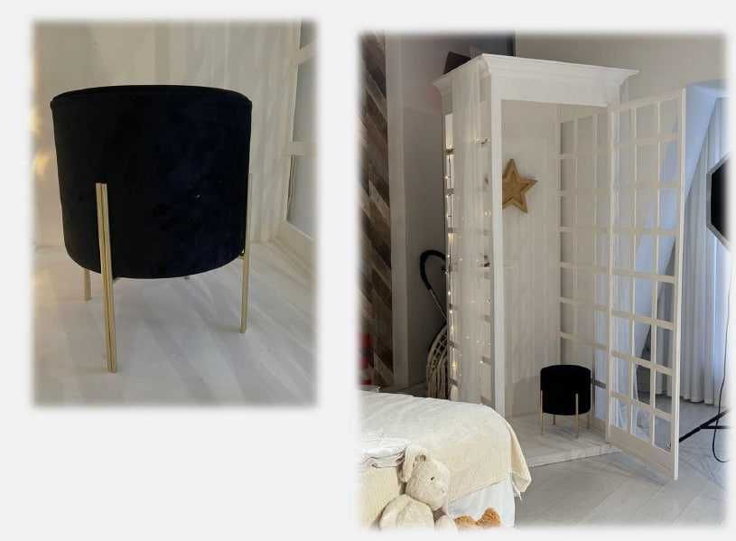 Чёрный велюровый пуфик