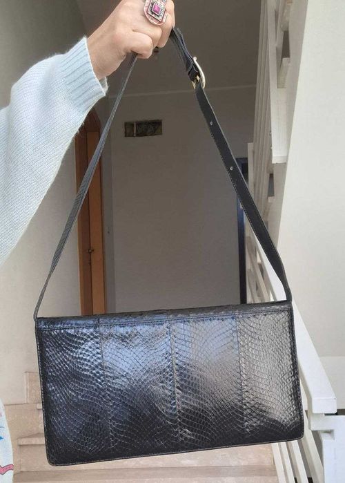 Geanta plic din piele sarpe cu curea vintage ani 70