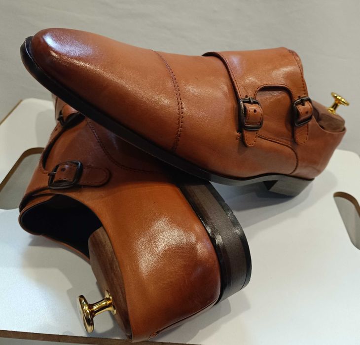 Pantofi double monk 43 43.5 premium Pier One piele naturala moale