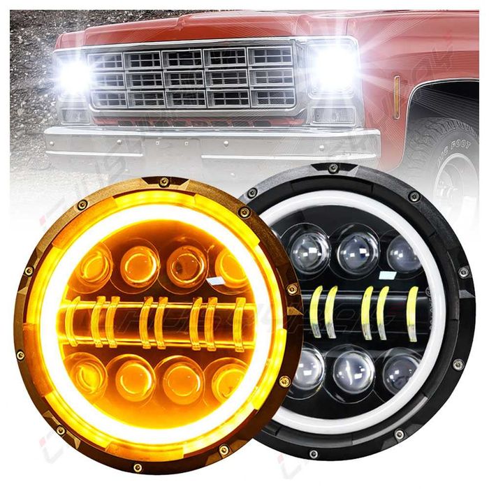 200W LED Фарове 7 инч за Lada Niva, Nissan Terrano 2, Cherokee KJ и др