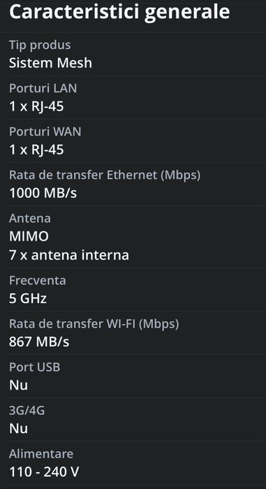 Sistem Wi-Fi Mesh ASUS Lyra MAP-AC2200, AC2200, Tri-band