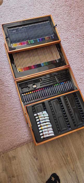 Set pictura si desen, trusa lemn, 174 piese