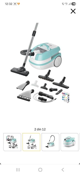 Aspirator cu spalare BOSCH AquaWash&Clean BWD420HYG, 5l, 2000W, alb-bleu