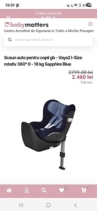 Scaun auto pentru copii gb - Vaya2 I-Size rotativ 360° 0 - 18 kg