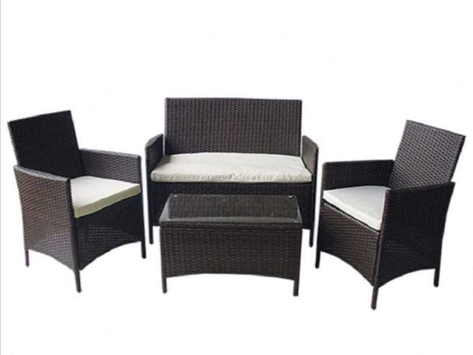 НОВИ! Ратанов Комплект 2 Кресла + Диван и Маса (Черни и Кафяви)