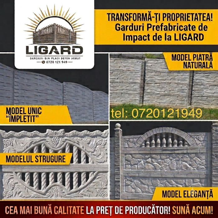 Placi pentru garduri din beton,armate.Transpirt Gratuit in tara!