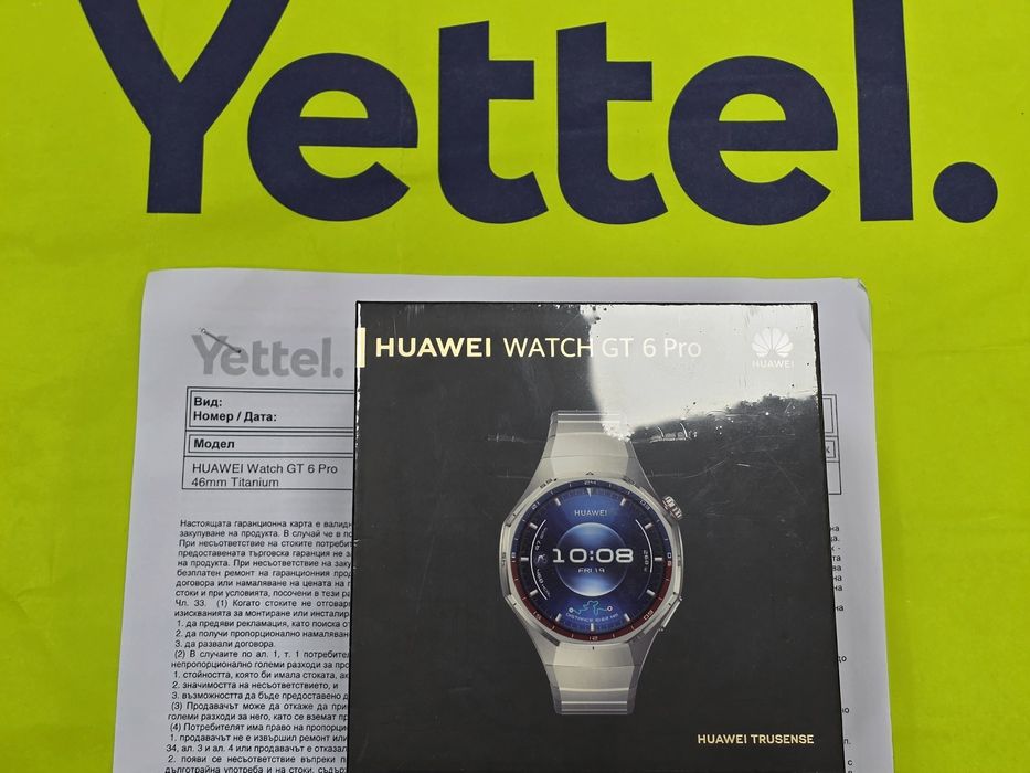 ЗАПЕЧАТАН 46mm Huawei watch GT 6 Pro Гаранция Yettel 2028г. Titanium