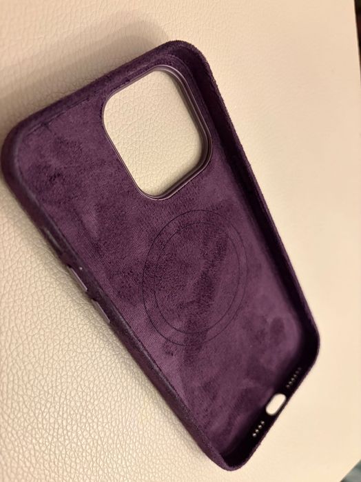 Калъф за iPhone 14 pro max, лилав, алкантара