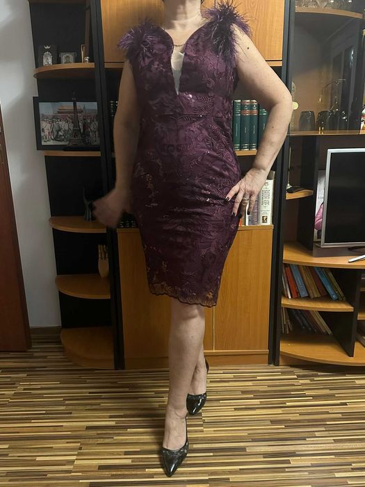 rochie cu paiete mov ocazie Revelion superba 2025 NOUA PENE