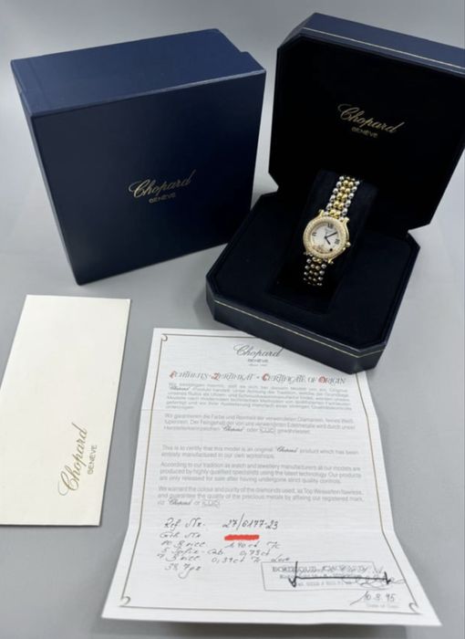 Chopard Happy Sport Оригинален Часовник, Злато с Диаманти и Сапфири