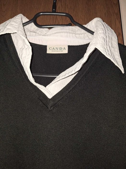 camasa dama office nr 46 negru cu alb