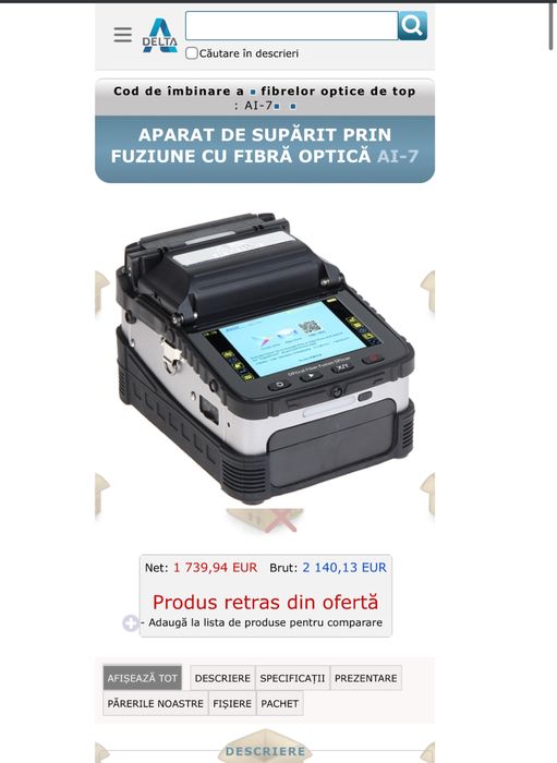 Aparat de sudură fibră optică Optical Fiber Fusion SPlicer Ai-7c FFTH