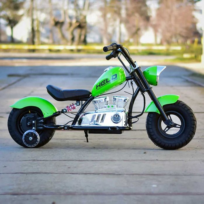 Motocicleta Kinderauto Old School 300W 24V roti moi gonflabile Green