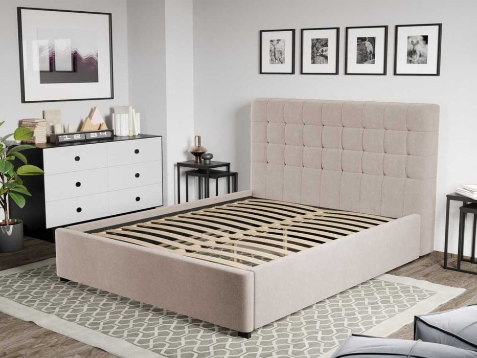 Pat Tapitat Rivo Bej-Swing 2 cu somiera fixa