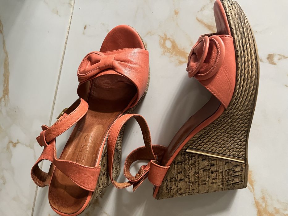 Италиански сандали платформа Pera Donna 39 като нови естествена кожа