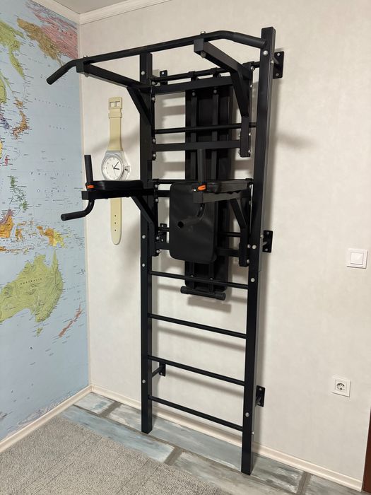 Мултифункционална фитнес стойка за набиране, черна