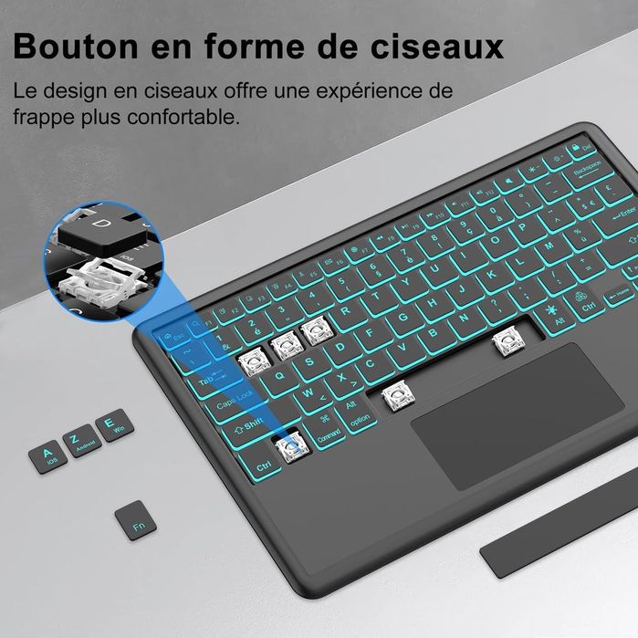 Husa Tastatura SENGBIRCH iPad Pro 12.9 AZERTY Iluminata Detasabila