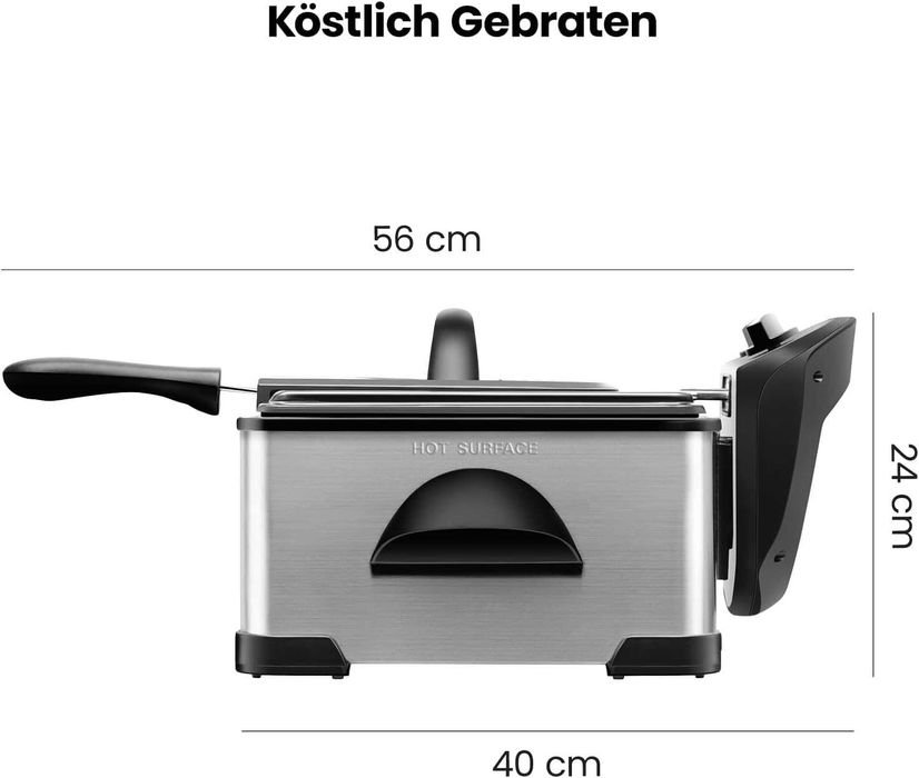Фритюрник Chefman 4,3л с цедка, 1,2 кг пиле скариди пържени картофи