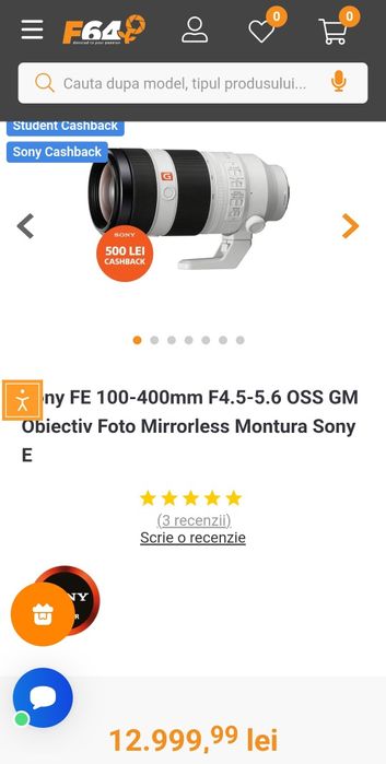 Sony FE 100-400mm F4.5-5.6 OSS GM Obiectiv Foto Mirrorless, NOU