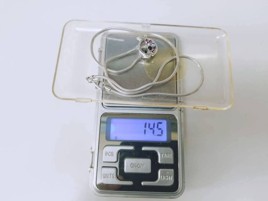 Colier lant argint 925 cu pandantiv peste cu pietre