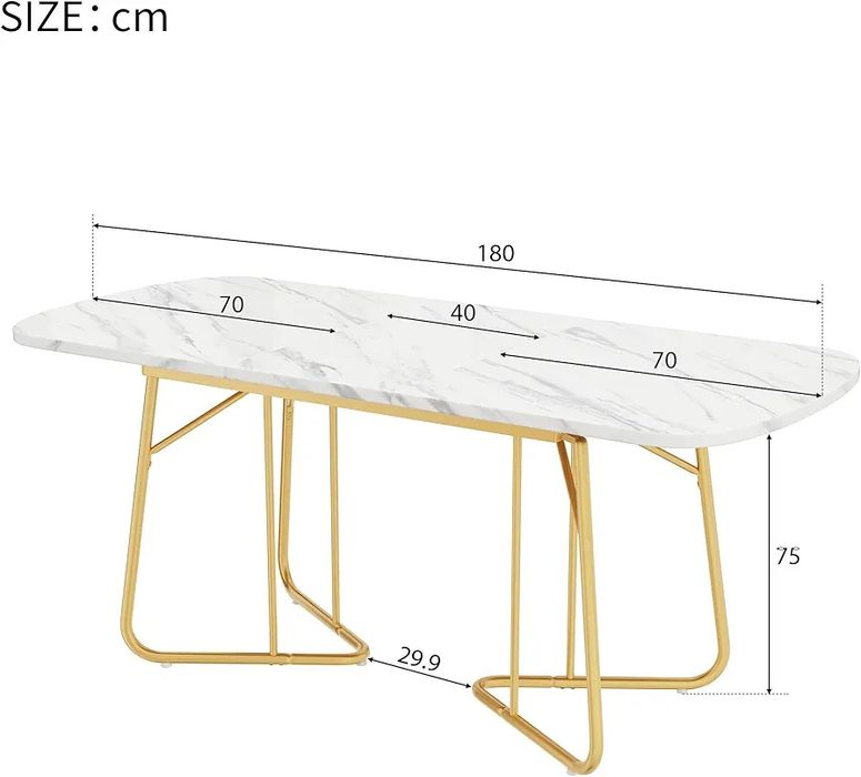 NOU Masă extensibilă, alb - marmoroptik, 140-180cm