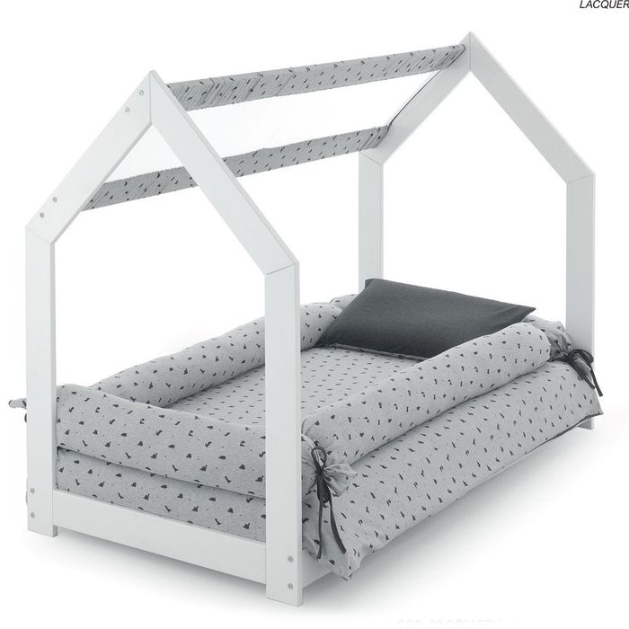 Детско легло къща ITALBABY монтесори матрак и обиколници масивен бук