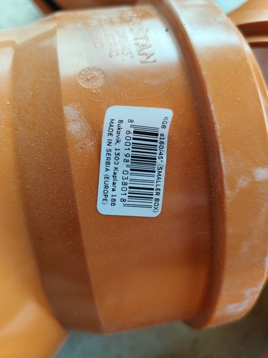 2бр. PVC тръба ф 160 5м. sn4 и 5 дъги ф160 на 45 градуса 45