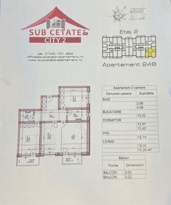 Vând Apartament 3 camere SubCetate Faza 2