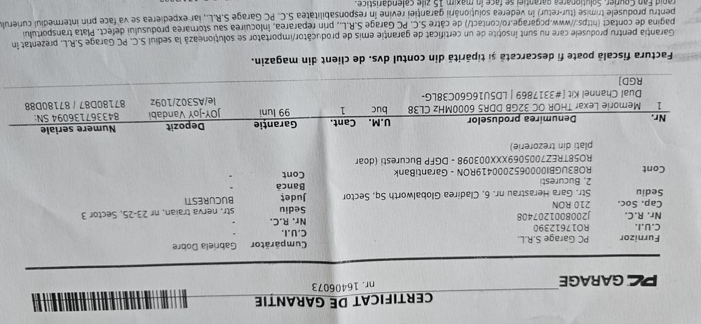 Memorie RAM Lexar Thor Kit 32GB DDR5 6000 MHz Cl36 Amd Expo Intel Xmp