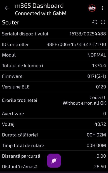 trotineta electrică Xiaomi M365, rulaj 1380 km, viteza 25km/h