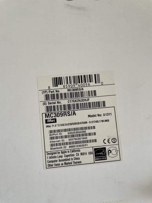 iMac 21.5-inch LED 16:9 widescreen computer