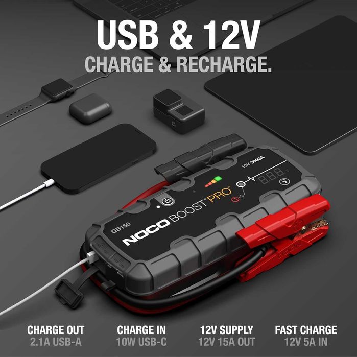 Литиево-йонно Стартово Устройство NOCO BOOST HD GB1500 3000A, 2 години Гаранция, Ново